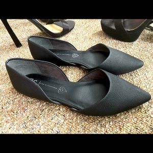 Black leather flats